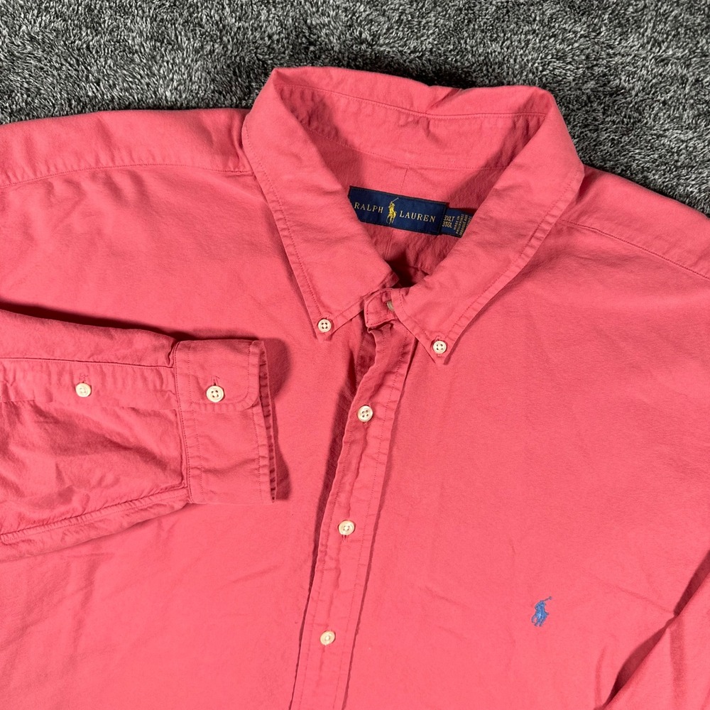 Ralph Lauren Oxford Shirt Mens 3XLT Pink Button Down Long Sleeve Pony Preppy